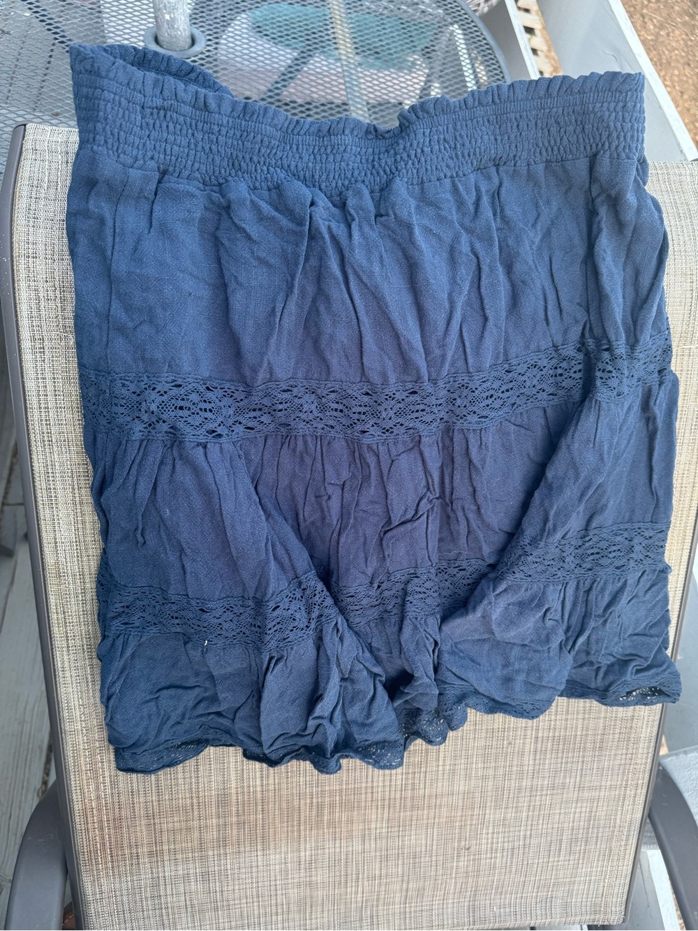 Skies Are Blue Navy Lace-Trim Mini Skirt